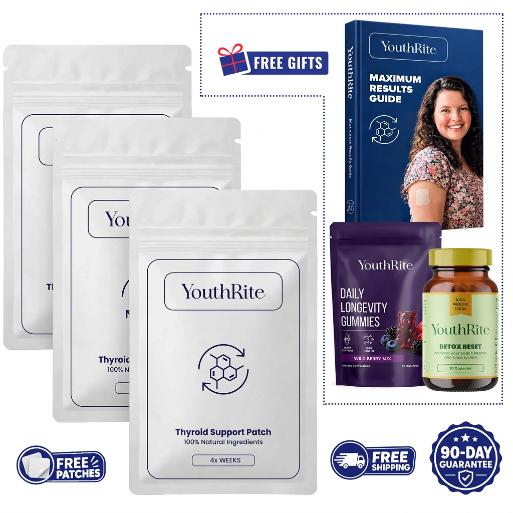 Thyroid Support Patches (90 patches) + Detox Kit (30 days supply) + Longevity Gummies (60 Gummies) + Maximum Results Guide 1 Book