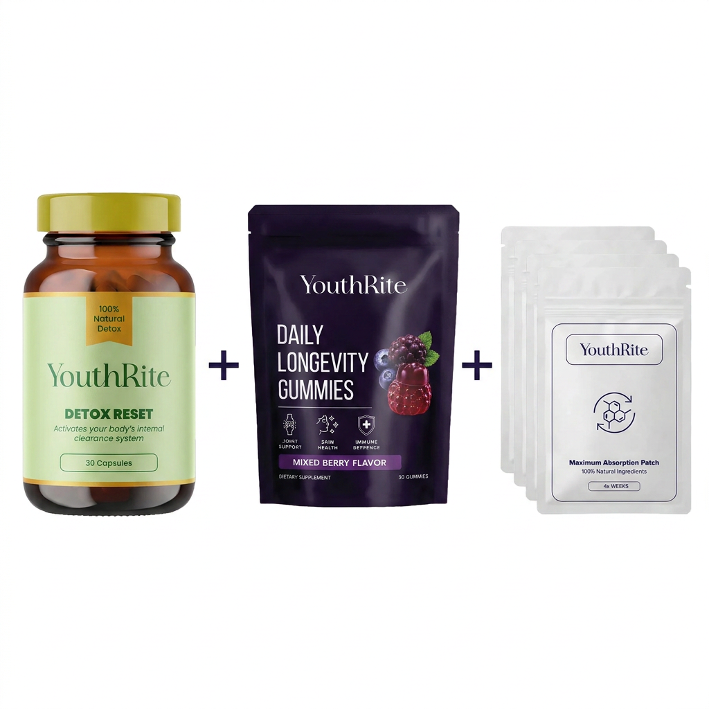 YouthRite Maximum Absorption Patch (150 Patches) + Detox Kit (30 Days Supply) + Longevity Gummies (30 Days Supply)